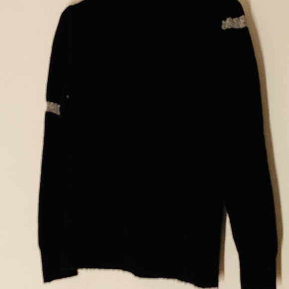 LOFT Silver bow on Black Sweater sz M - Picture 3 of 8